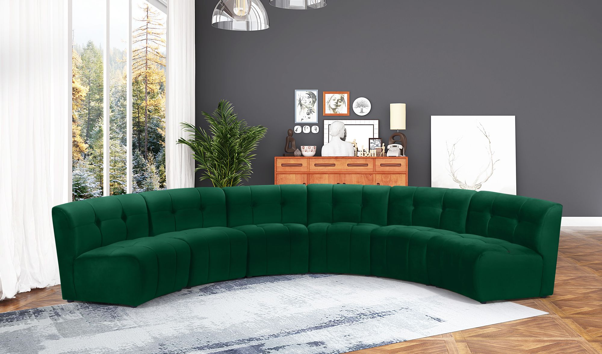 Limitless 161" 6-Piece Modular Velvet Sectional