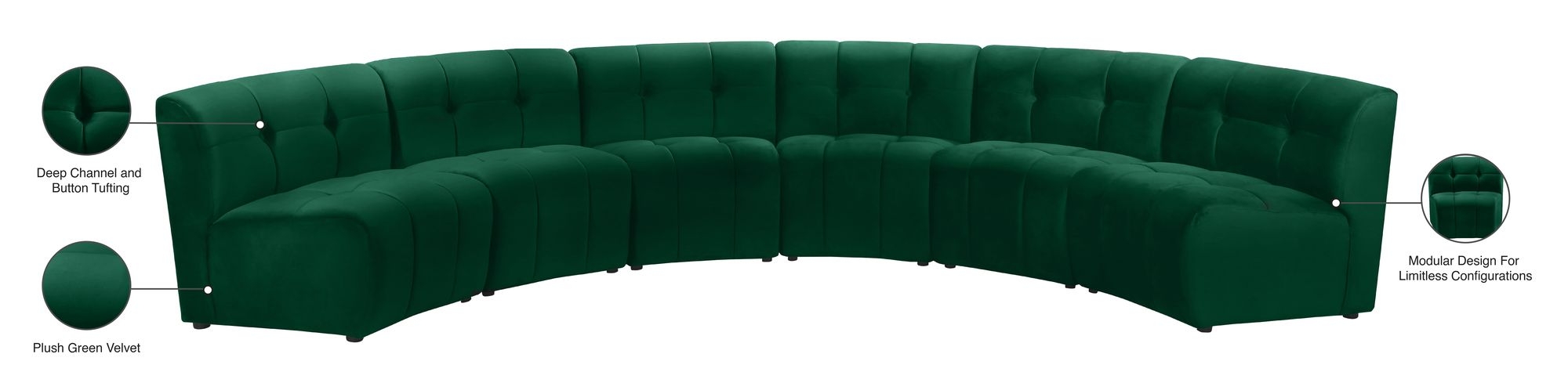 Limitless 161" 6-Piece Modular Velvet Sectional