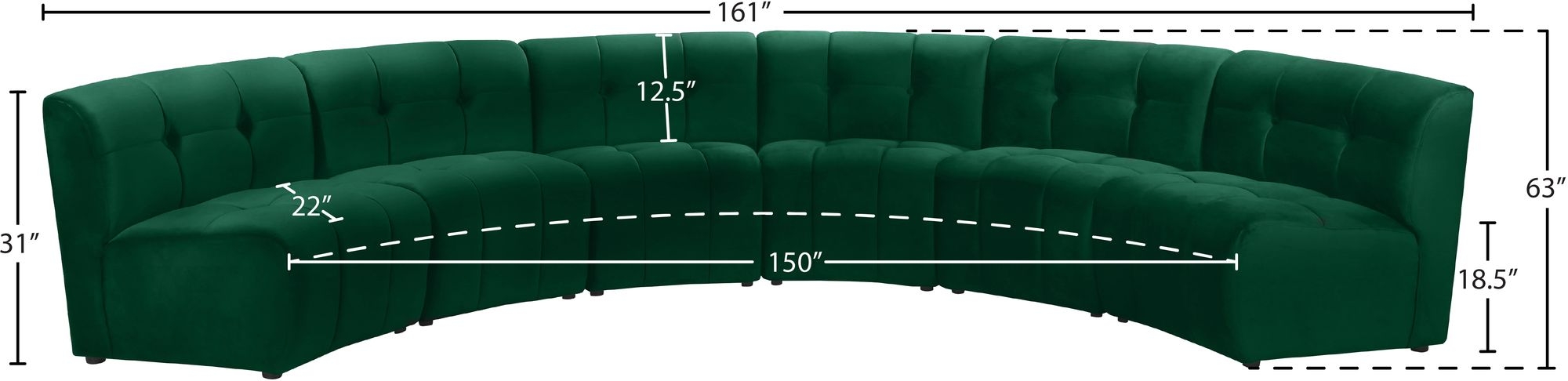 Limitless 161" 6-Piece Modular Velvet Sectional