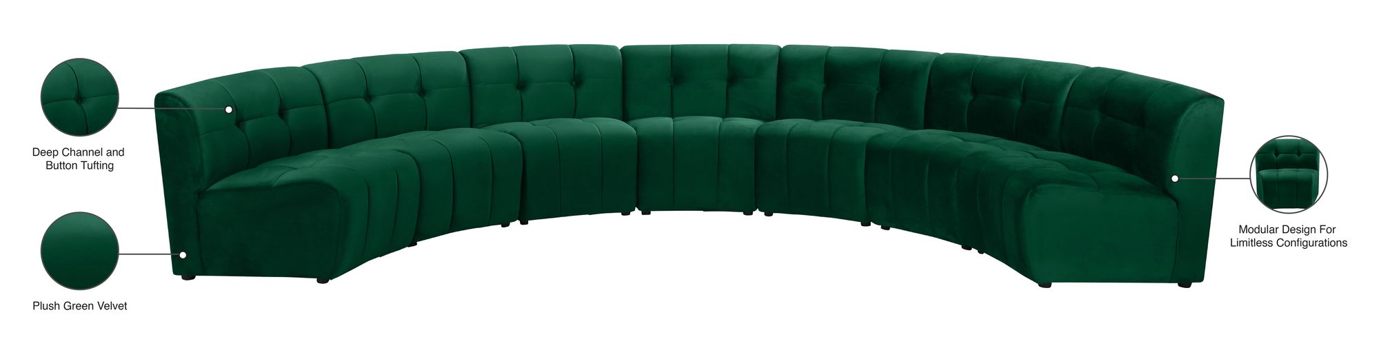 Limitless 170" 7-Piece Modular Velvet Sectional