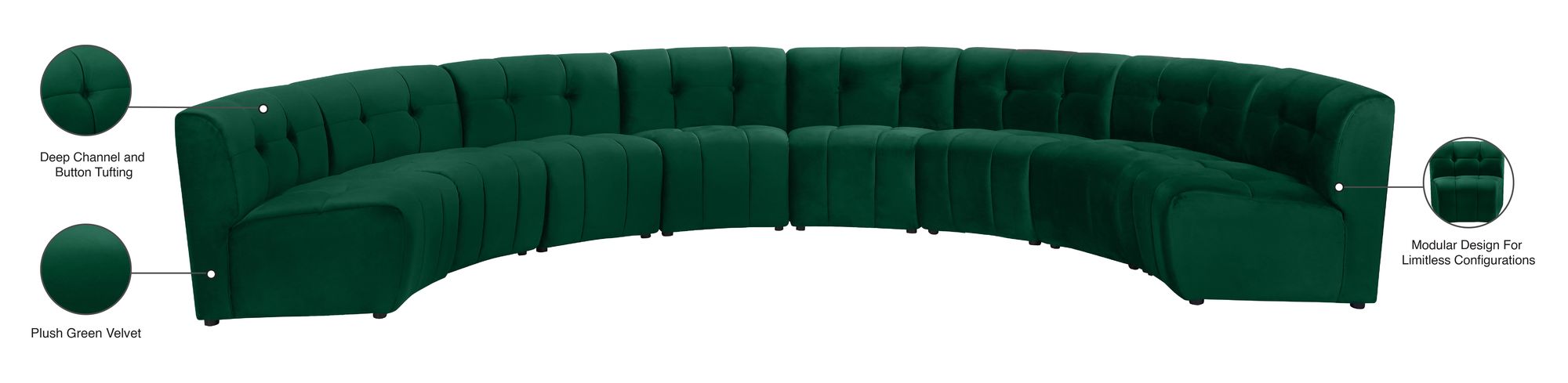 Limitless 173" 8-Piece Modular Velvet Sectional