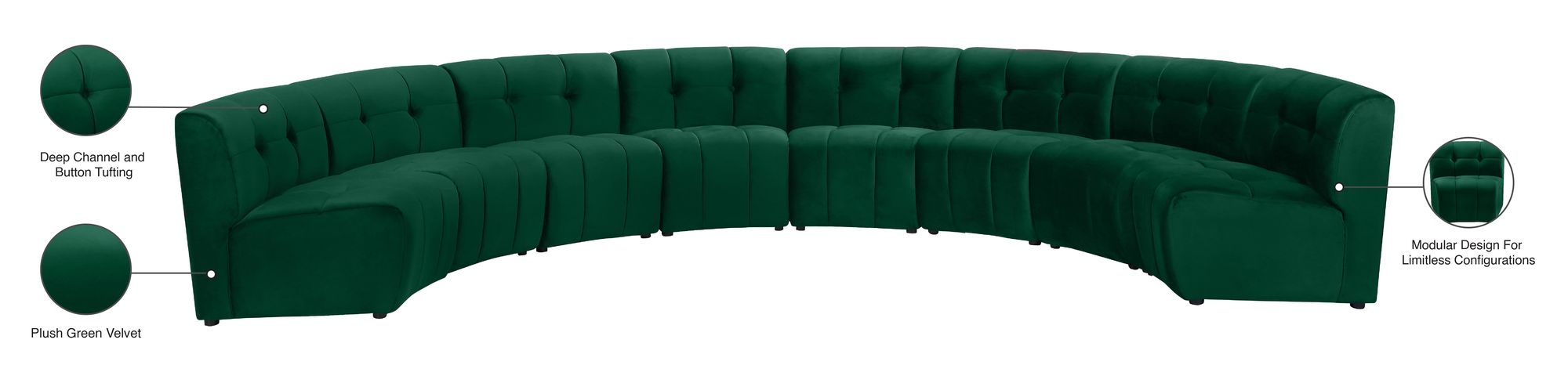 Limitless 173" 8-Piece Modular Velvet Sectional