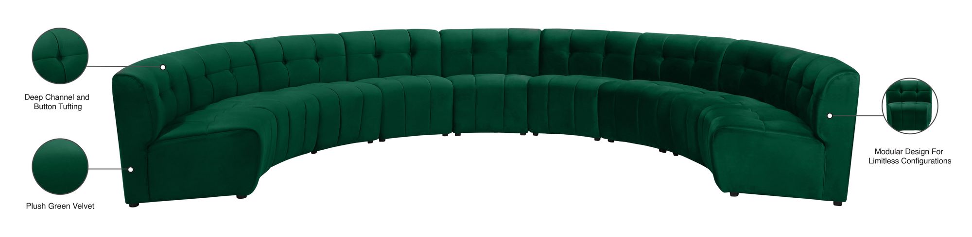 Limitless 173" 9-Piece Modular Velvet Sectional
