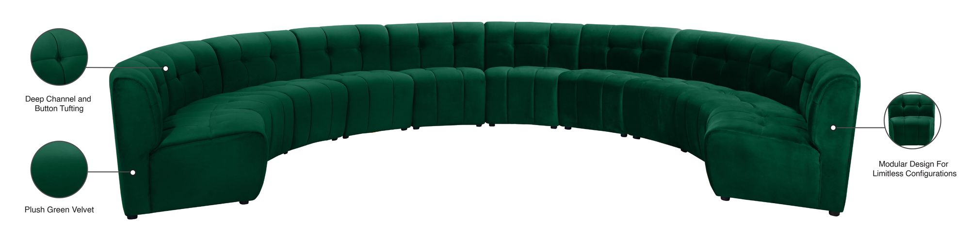 Limitless 173" 10-Piece Modular Velvet Sectional