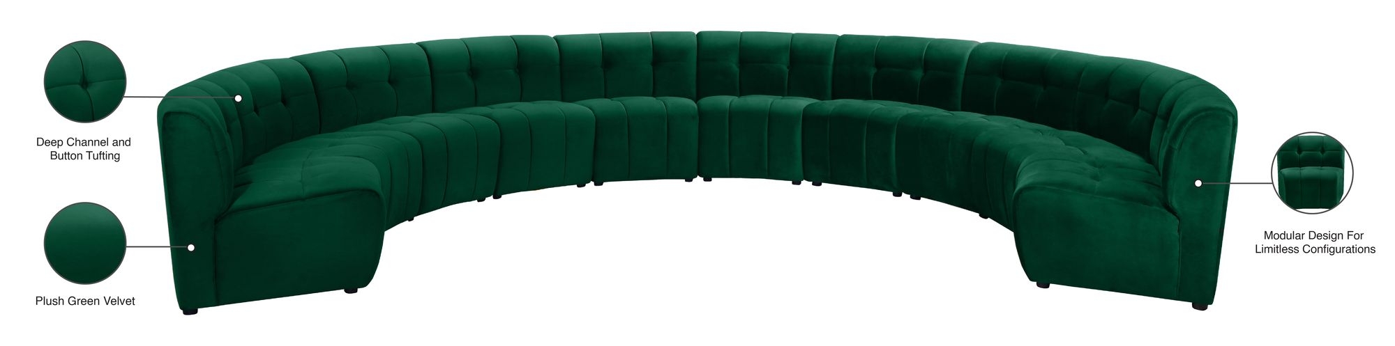 Limitless 173" 10-Piece Modular Velvet Sectional