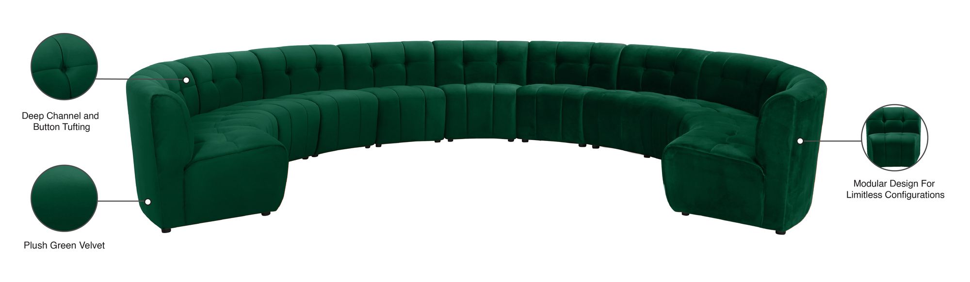 Limitless 173" 11-Piece Modular Velvet Sectional