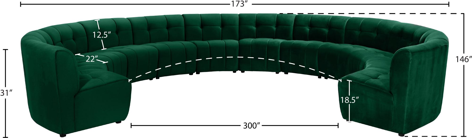 Limitless 173" 12-Piece Modular Velvet Sectional