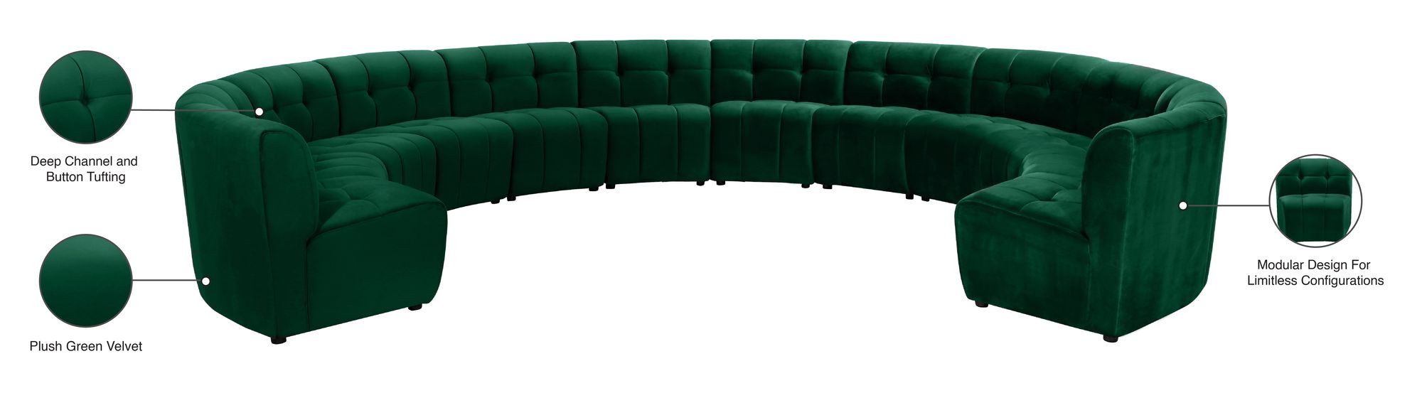 Limitless 173" 12-Piece Modular Velvet Sectional