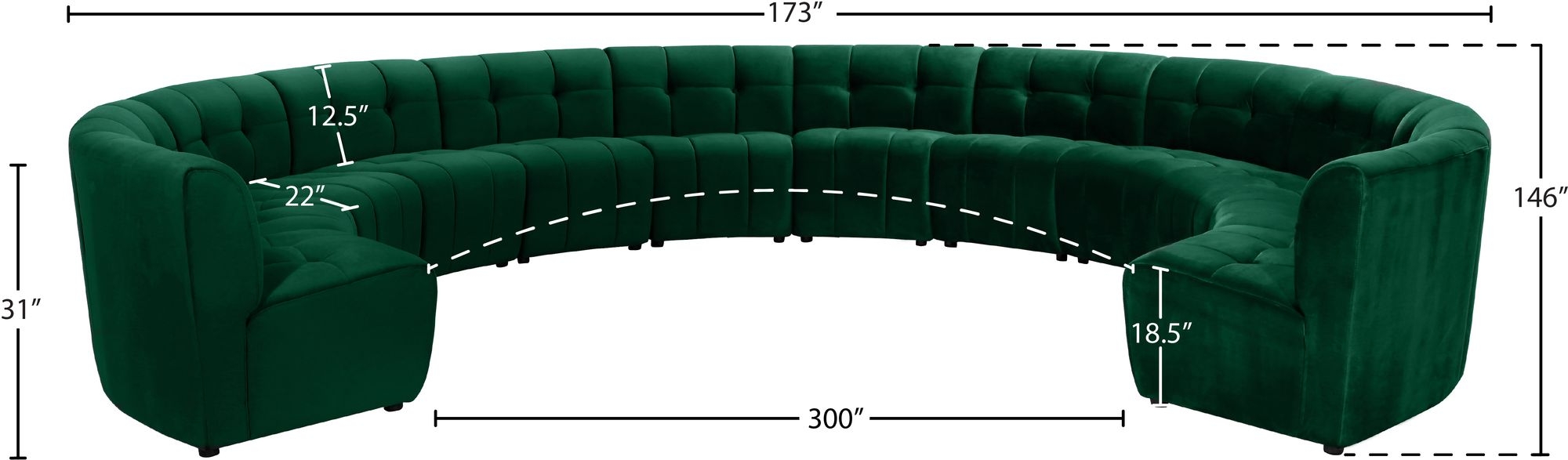 Limitless 173" 12-Piece Modular Velvet Sectional