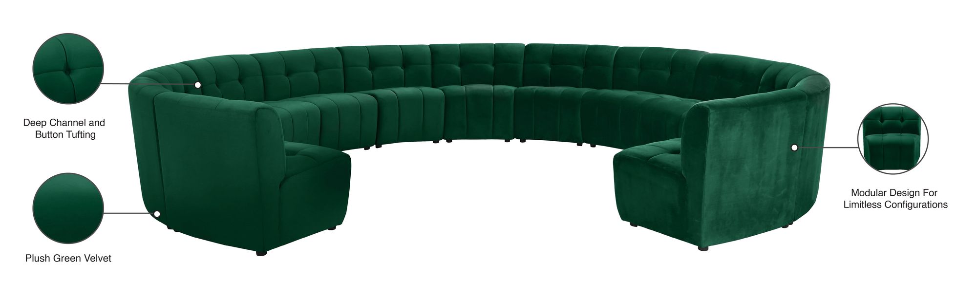 Limitless 173" 13-Piece Modular Velvet Sectional