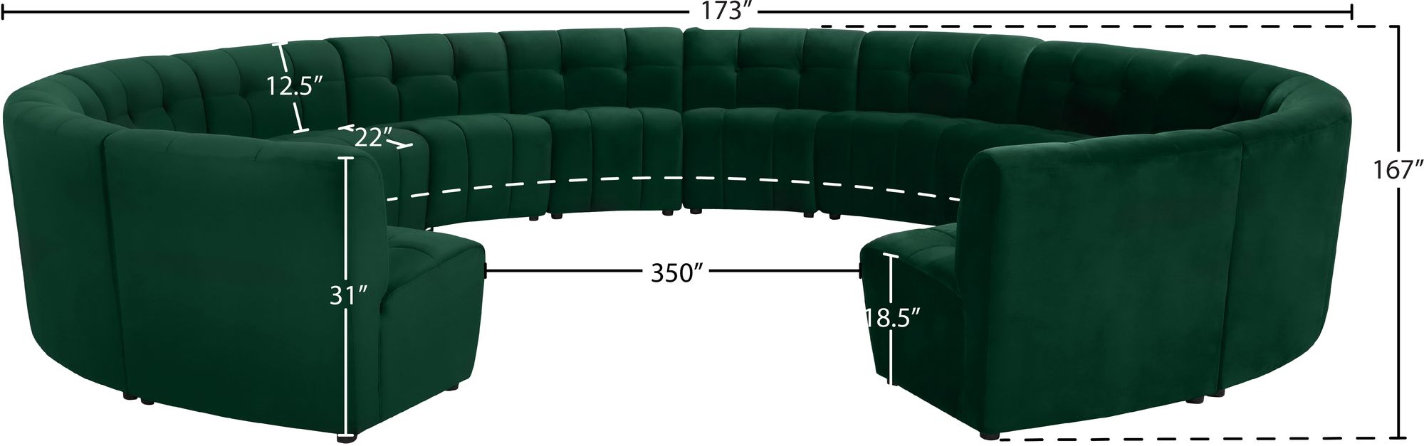Limitless 173" 14-Piece Modular Velvet Sectional