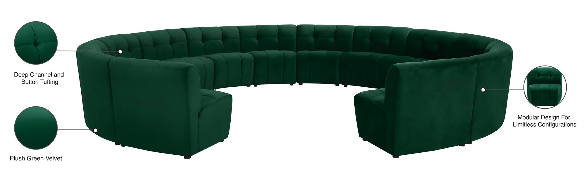 Limitless 173" 14-Piece Modular Velvet Sectional