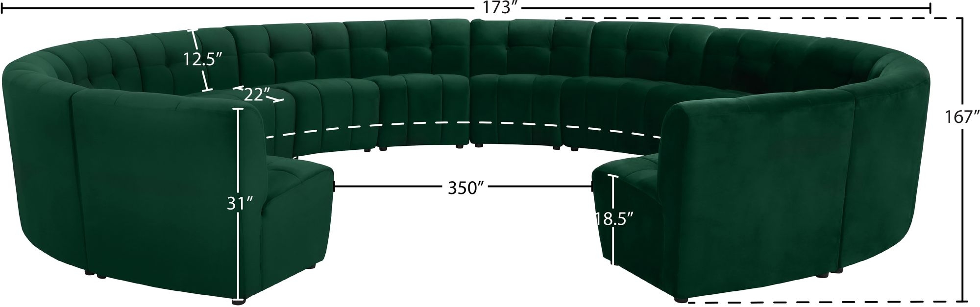 Limitless 173" 14-Piece Modular Velvet Sectional