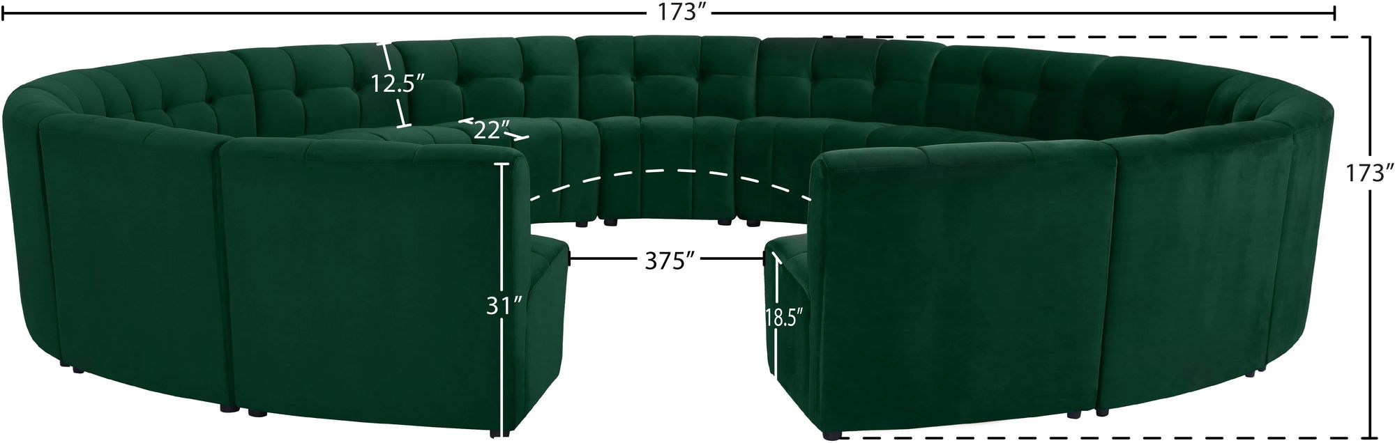 Limitless 173" 15-Piece Modular Velvet Sectional