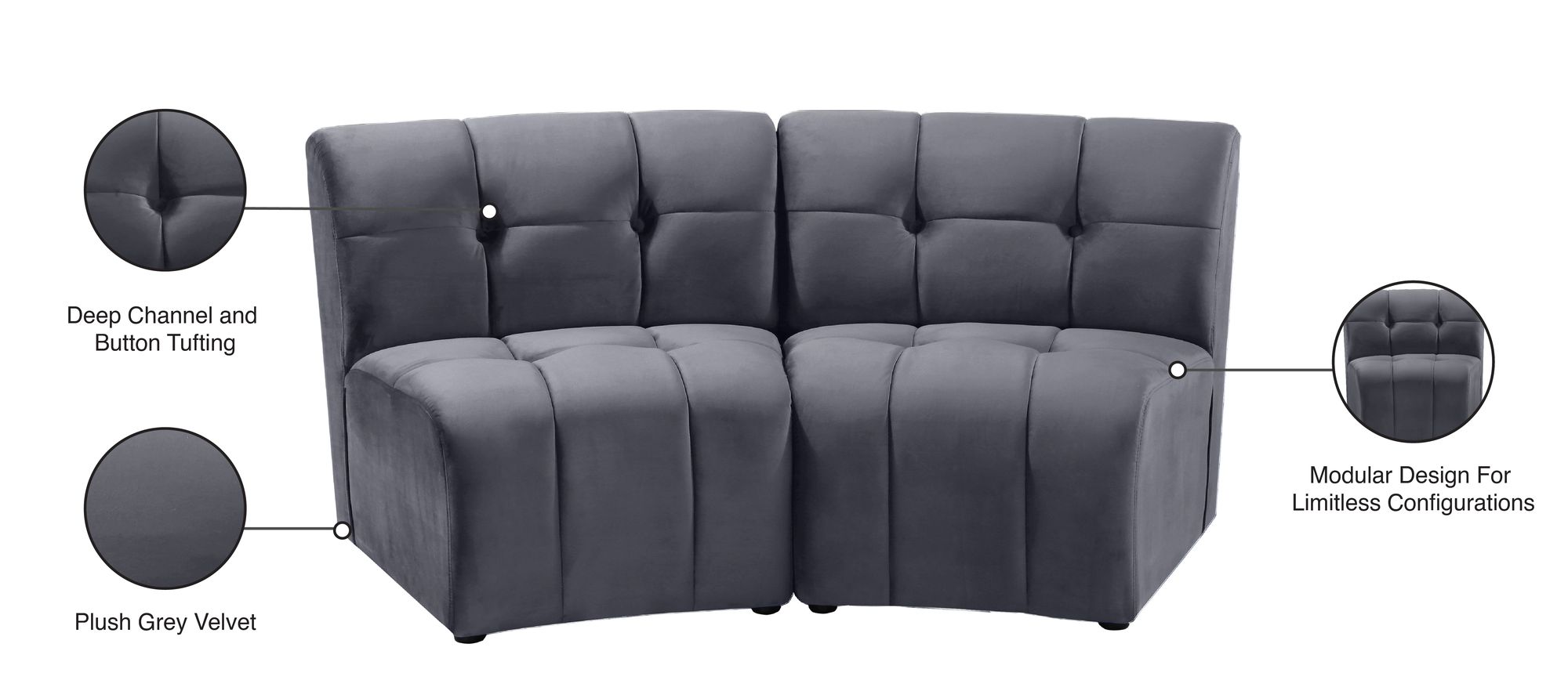 Limitless Modular Velvet Loveseat