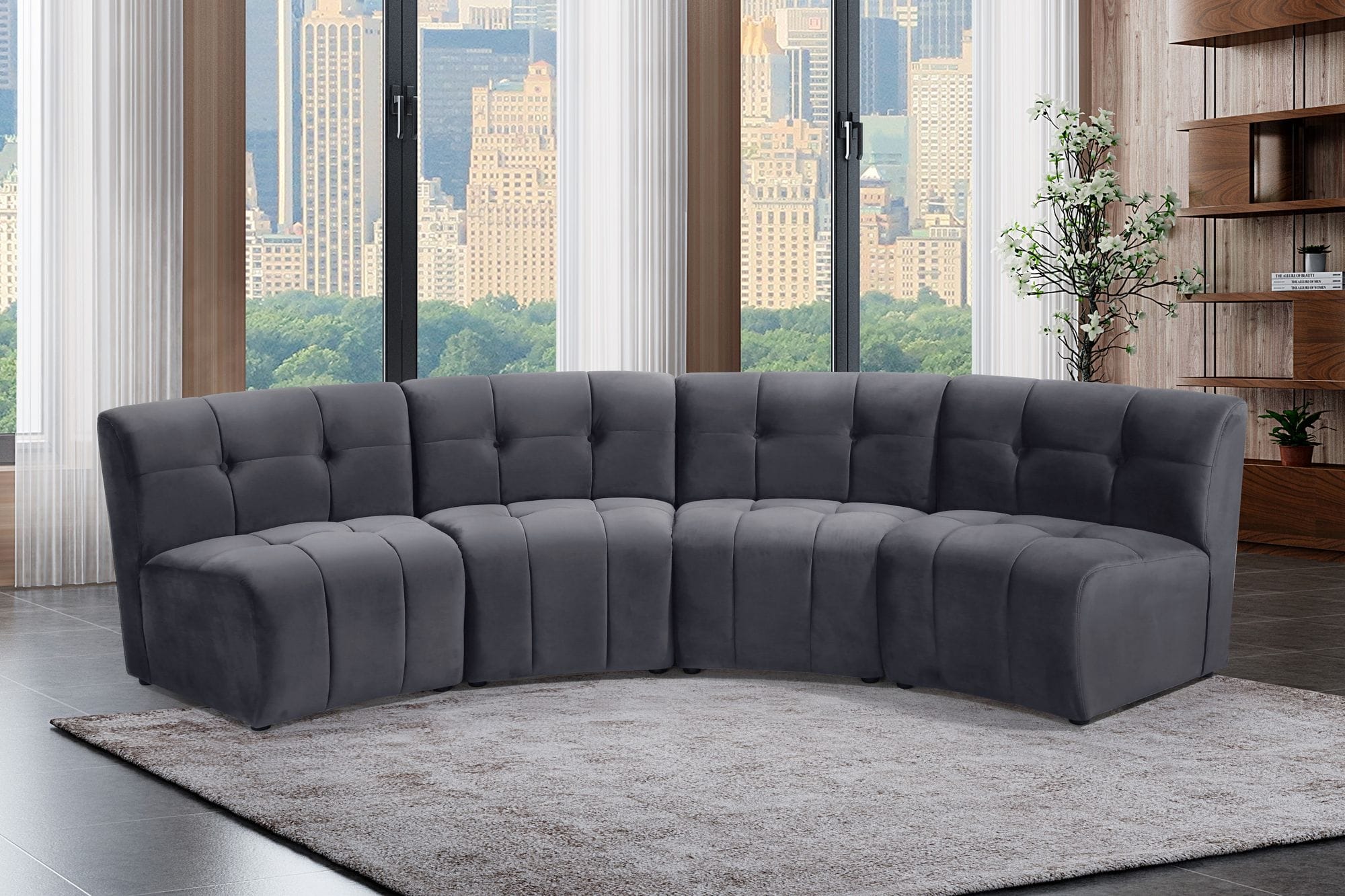 Limitless 145" 5-Piece Modular Velvet Sectional