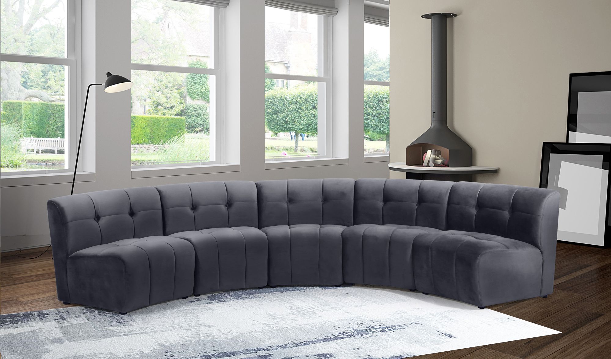 Limitless 145" 5-Piece Modular Velvet Sectional