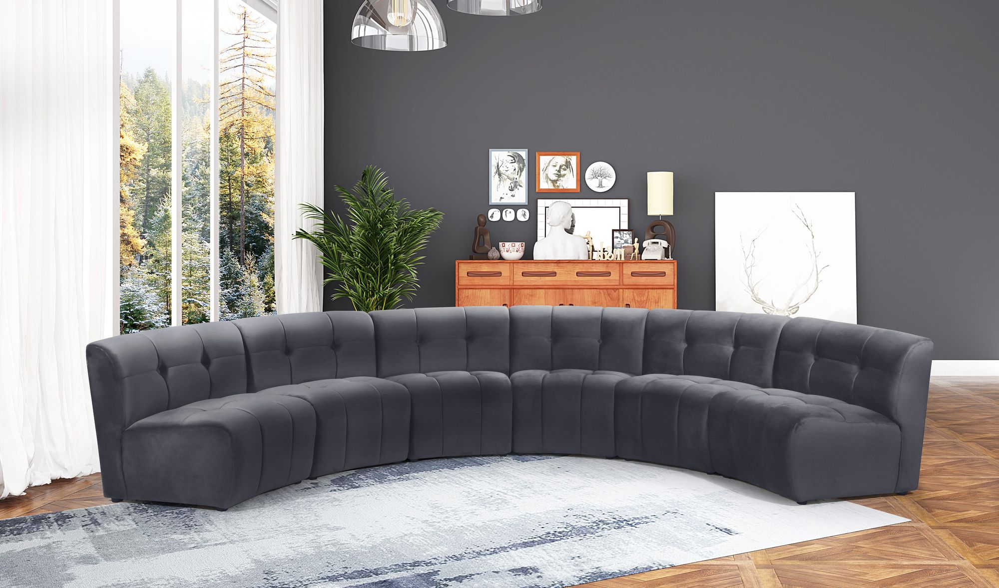 Limitless 161" 6-Piece Modular Velvet Sectional