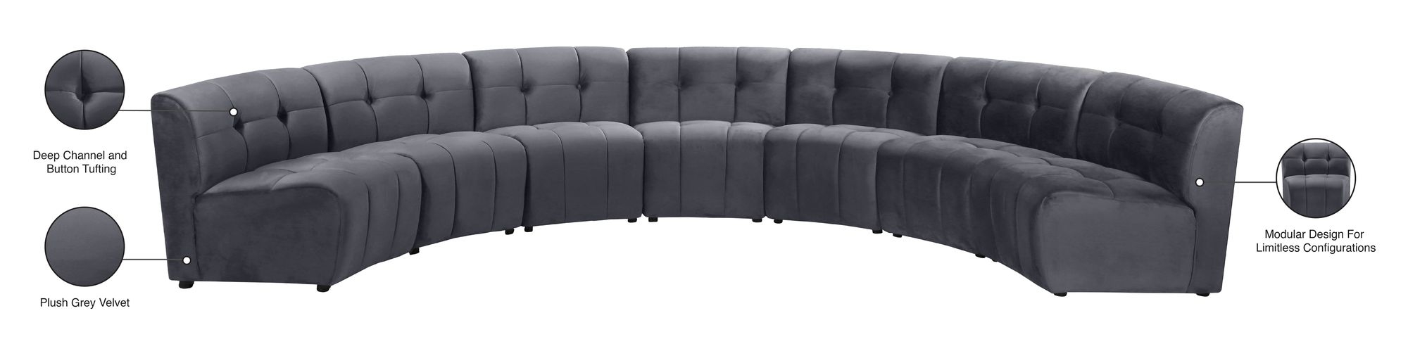 Limitless 170" 7-Piece Modular Velvet Sectional