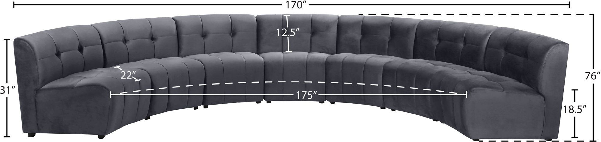 Limitless 170" 7-Piece Modular Velvet Sectional