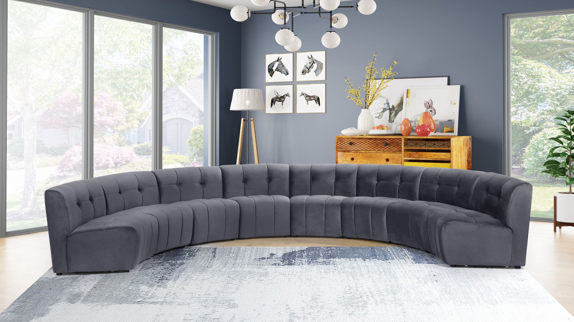 Limitless 173" 8-Piece Modular Velvet Sectional