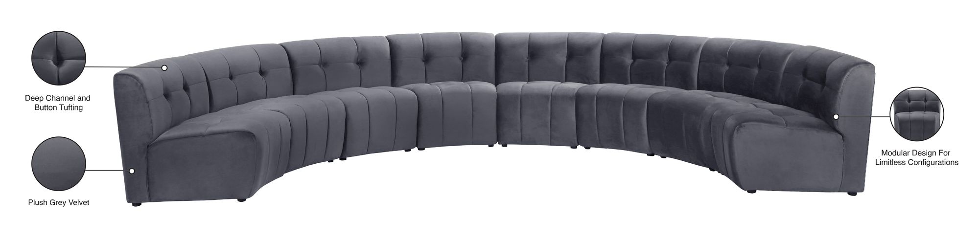 Limitless 173" 8-Piece Modular Velvet Sectional