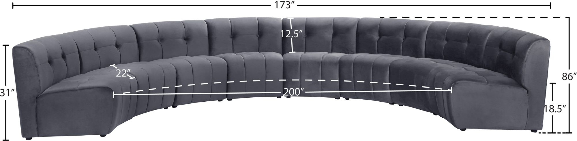 Limitless 173" 8-Piece Modular Velvet Sectional
