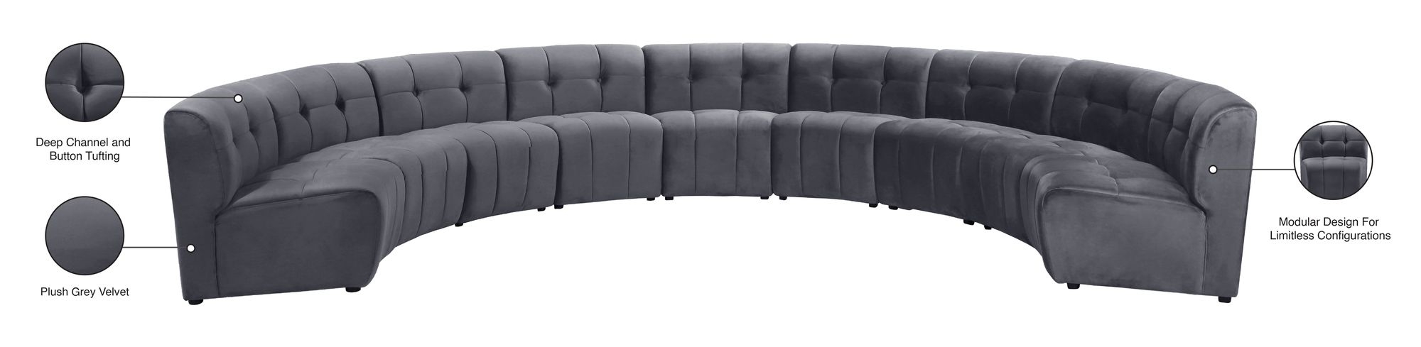 Limitless 173" 9-Piece Modular Velvet Sectional