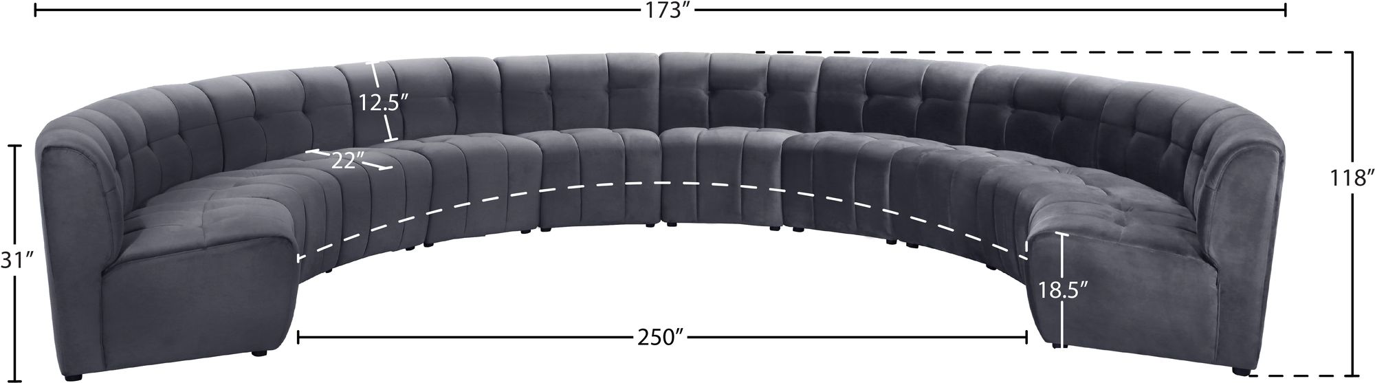 Limitless 173" 10-Piece Modular Velvet Sectional