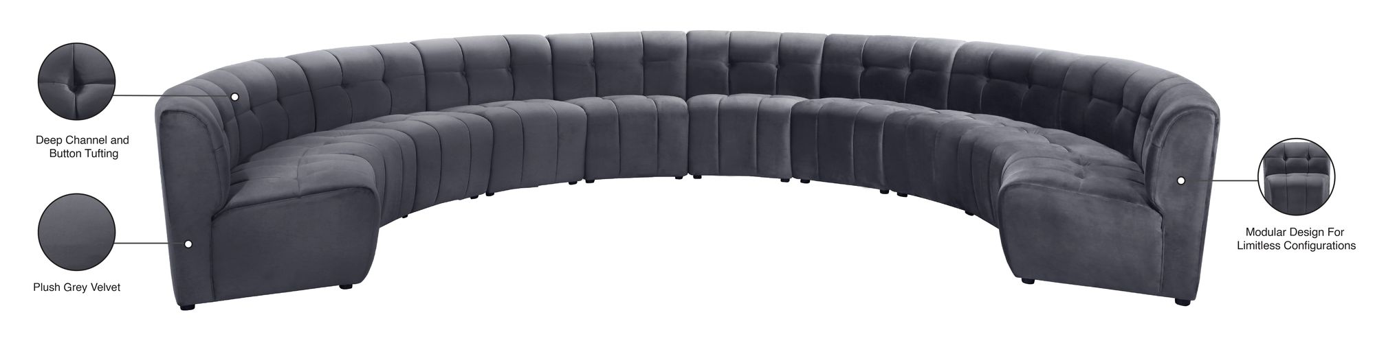 Limitless 173" 10-Piece Modular Velvet Sectional