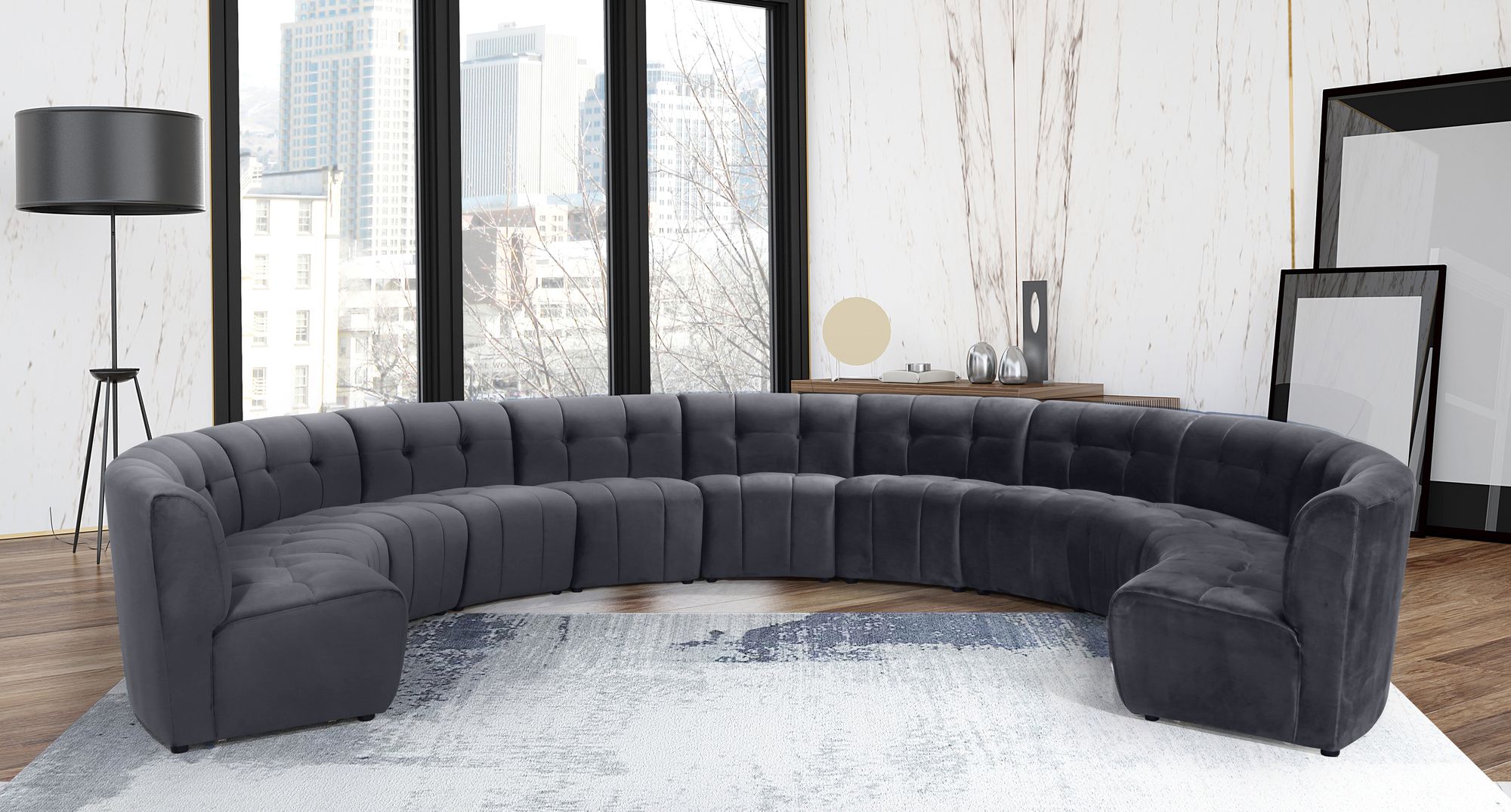Limitless 173" 11-Piece Modular Velvet Sectional