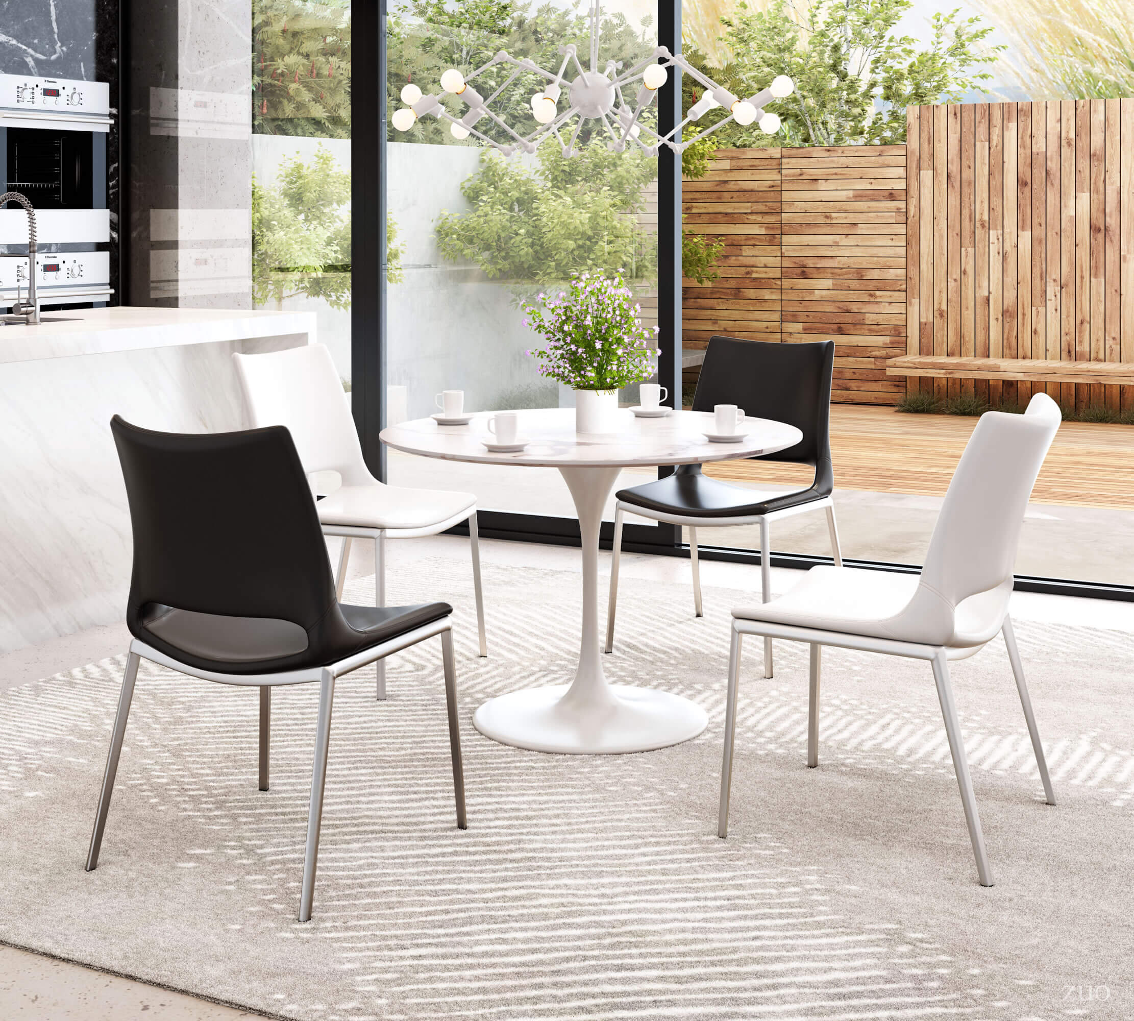 Ace Dining Chair, Black & Brushed Stainless Steel by Zuo Modern