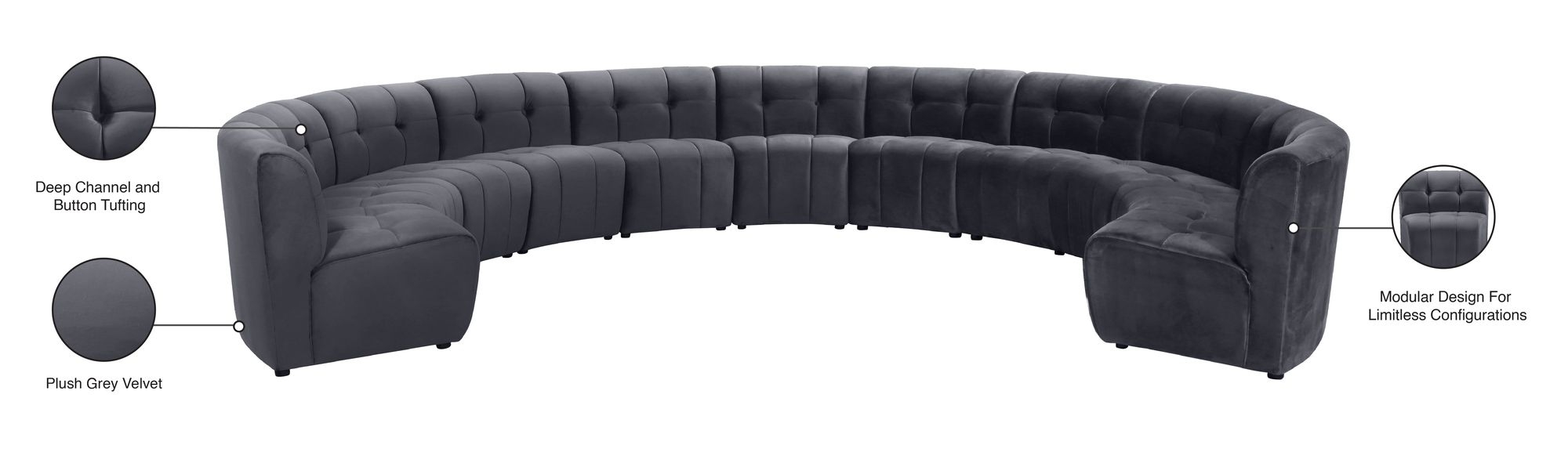 Limitless 173" 11-Piece Modular Velvet Sectional