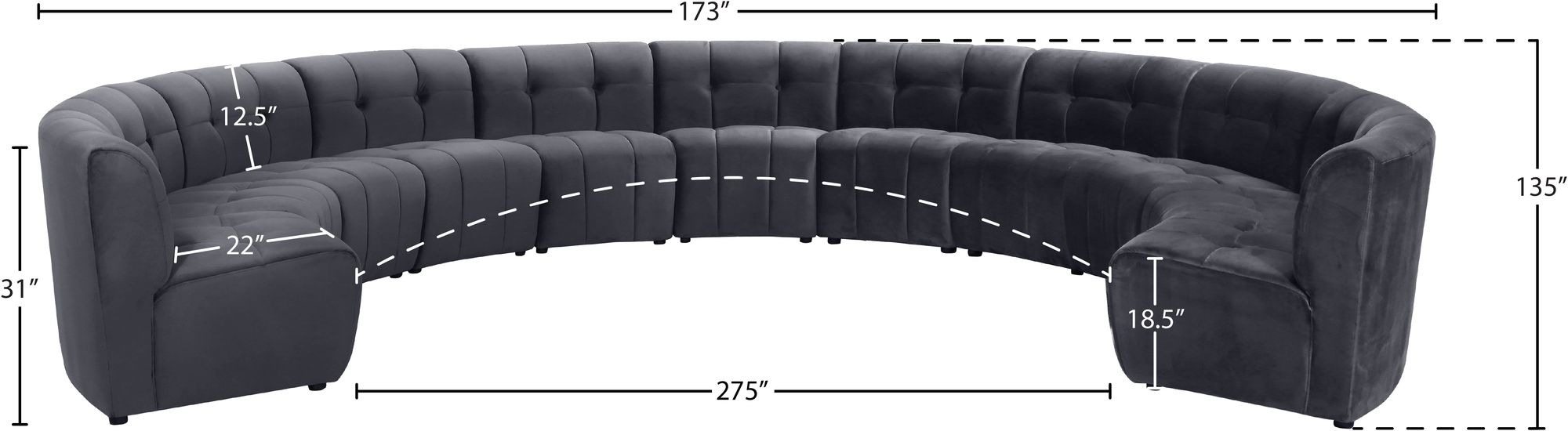 Limitless 173" 11-Piece Modular Velvet Sectional