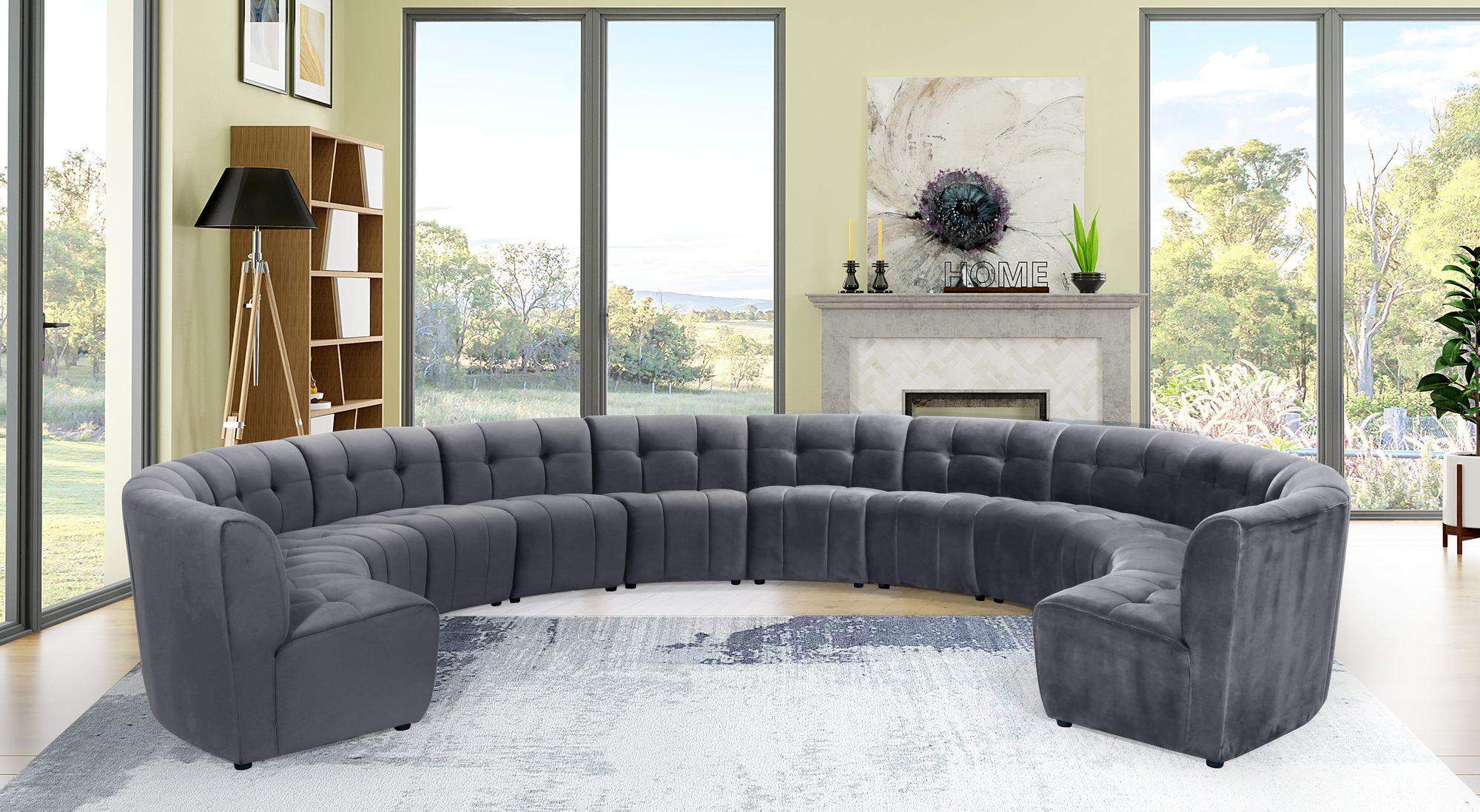 Limitless 173" 12-Piece Modular Velvet Sectional