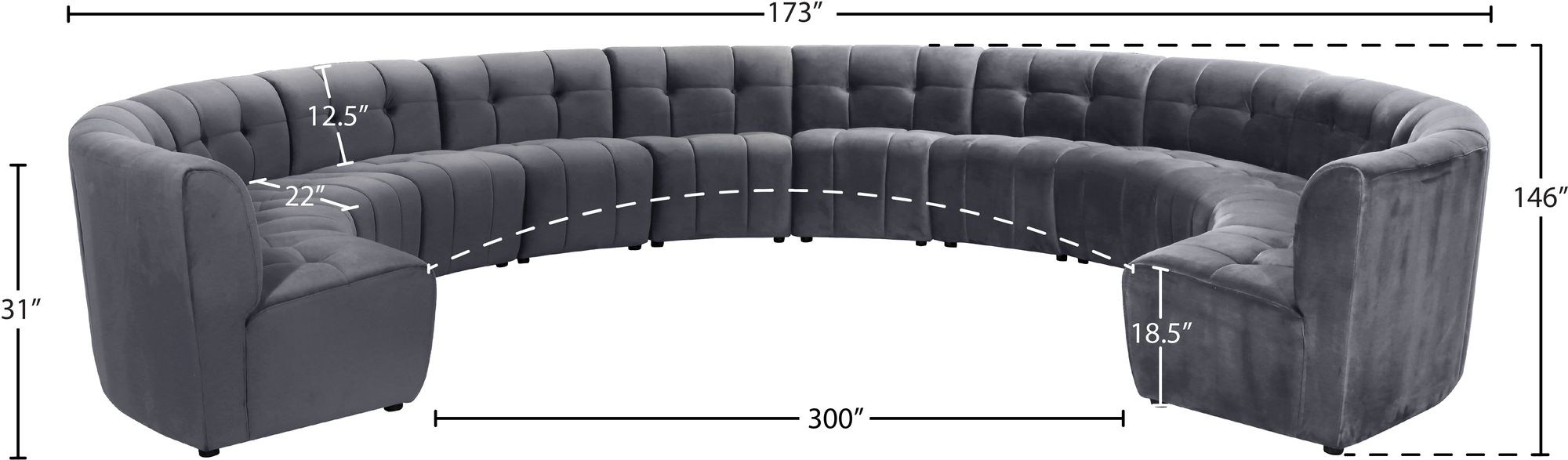 Limitless 173" 12-Piece Modular Velvet Sectional