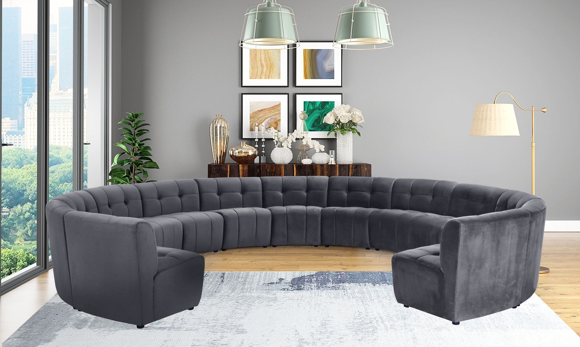 Limitless 173" 13-Piece Modular Velvet Sectional