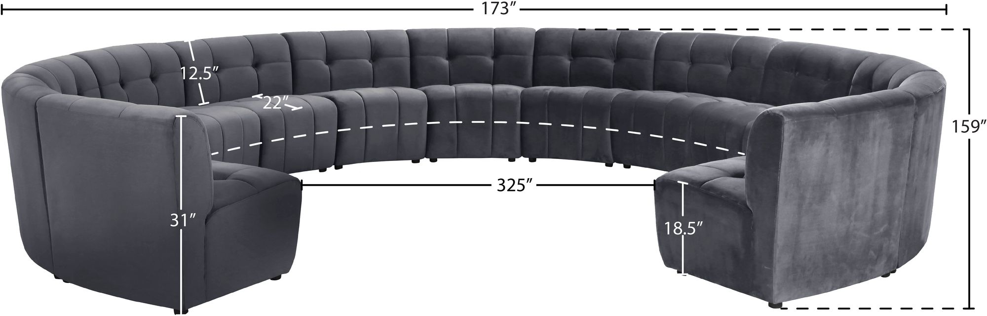 Limitless 173" 13-Piece Modular Velvet Sectional