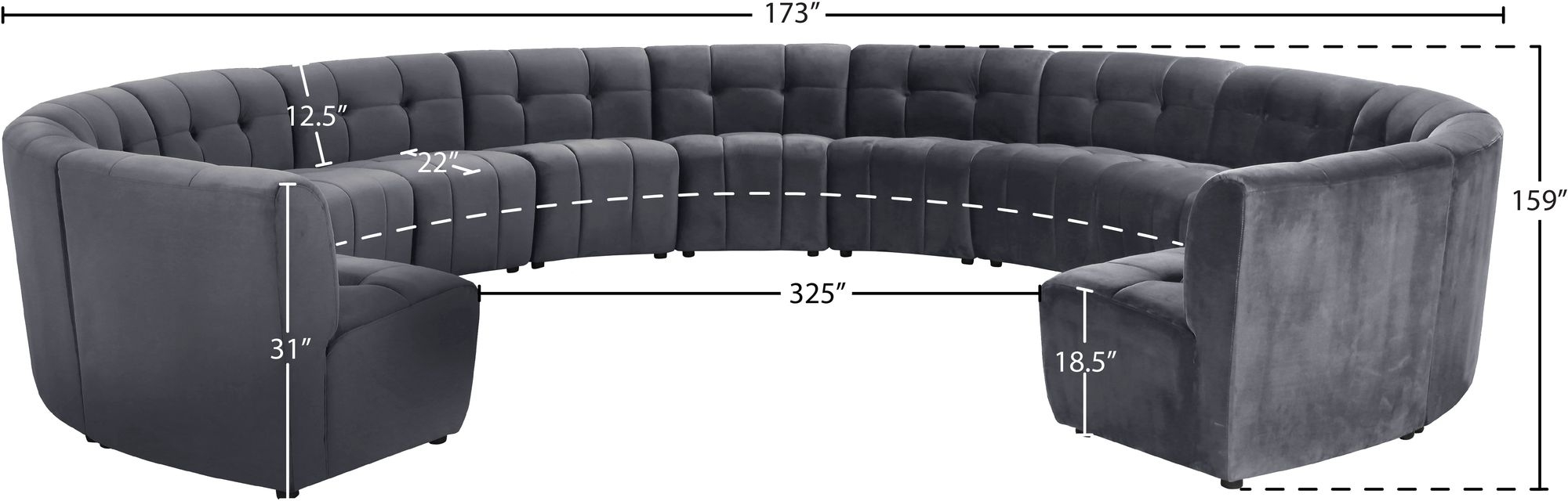 Limitless 173" 13-Piece Modular Velvet Sectional