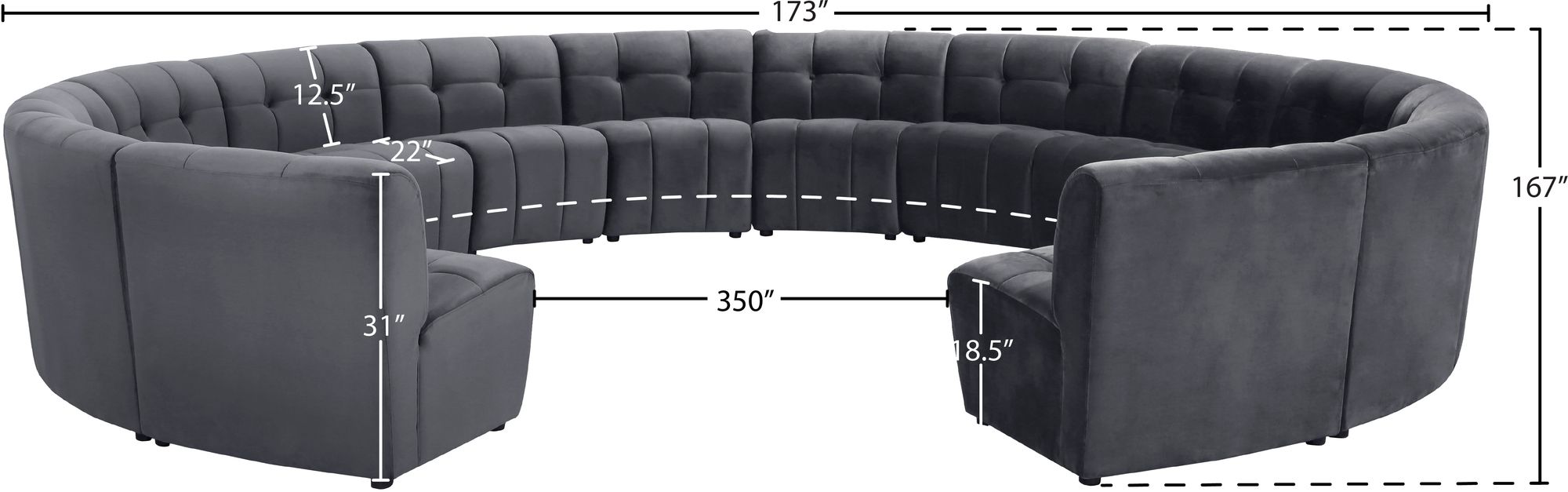 Limitless 173" 14-Piece Modular Velvet Sectional
