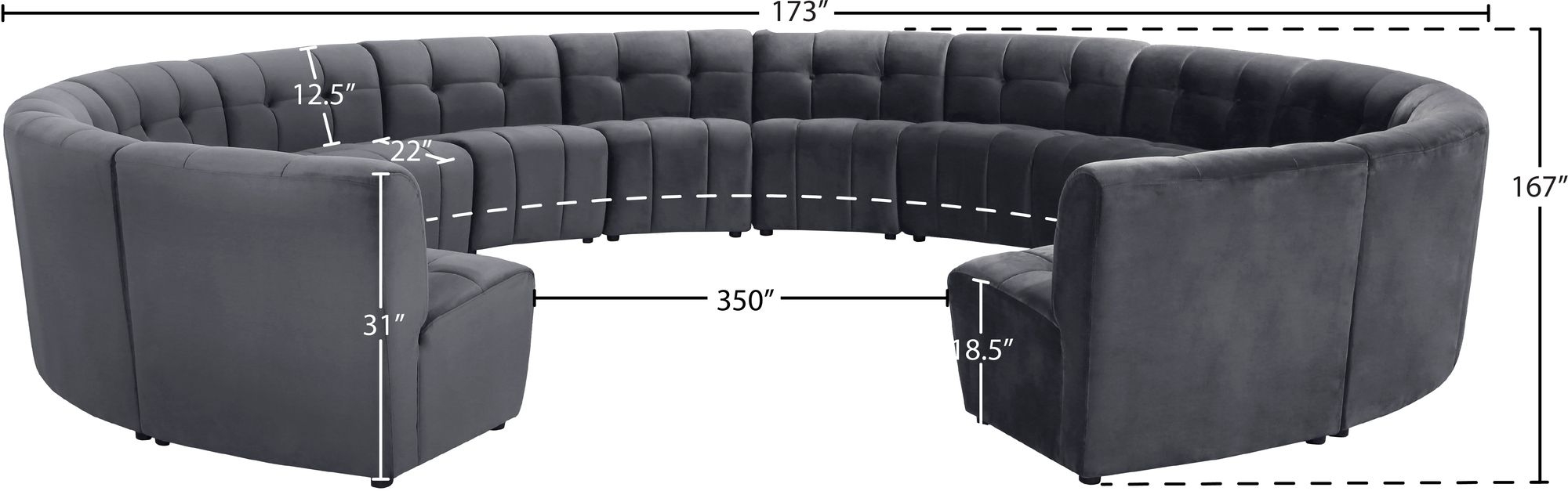 Limitless 173" 14-Piece Modular Velvet Sectional