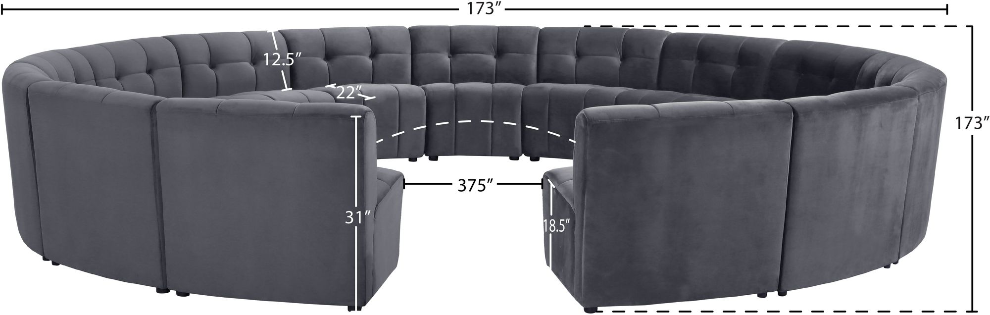 Limitless 173" 15-Piece Modular Velvet Sectional