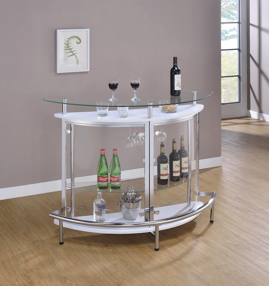 Amarillo Rounded 2-Tier Glass Top Bar Unit