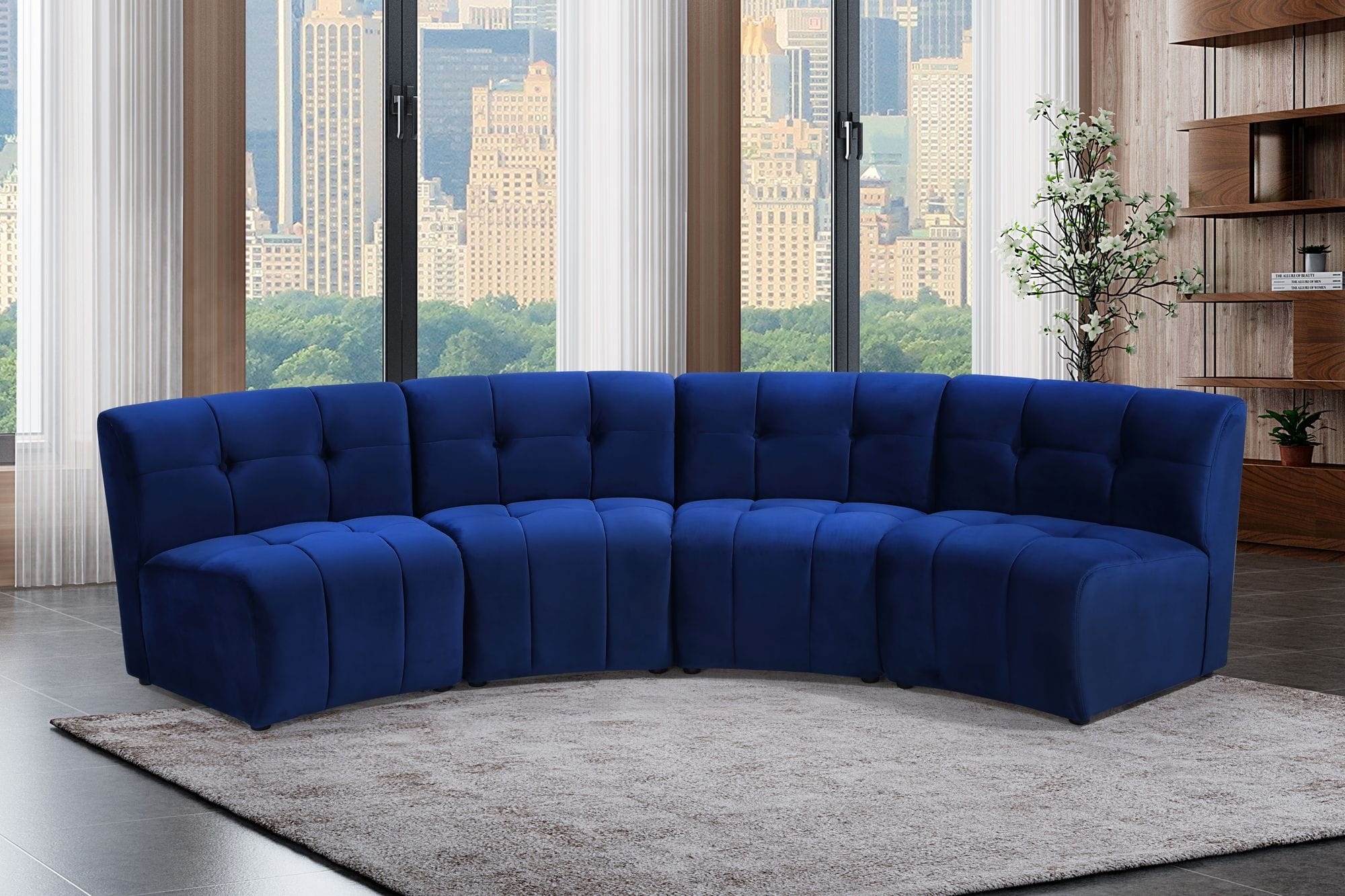 Limitless 145" 5-Piece Modular Velvet Sectional