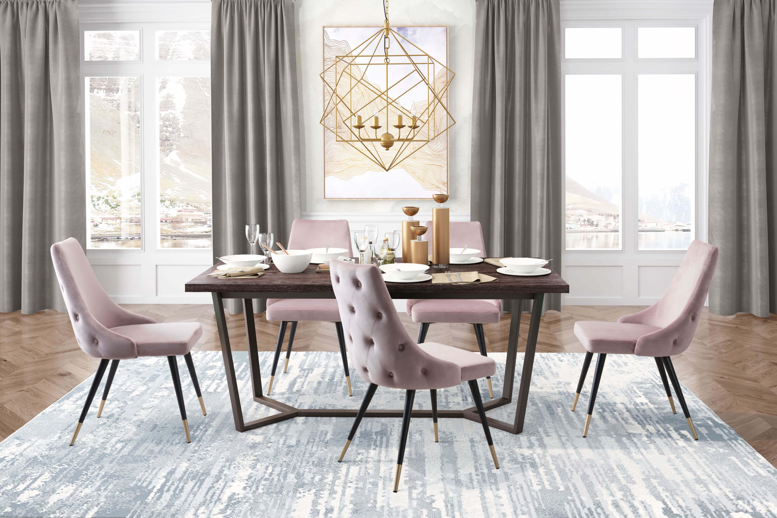 Piccolo Dining Chair, Pink by Zuo Modern