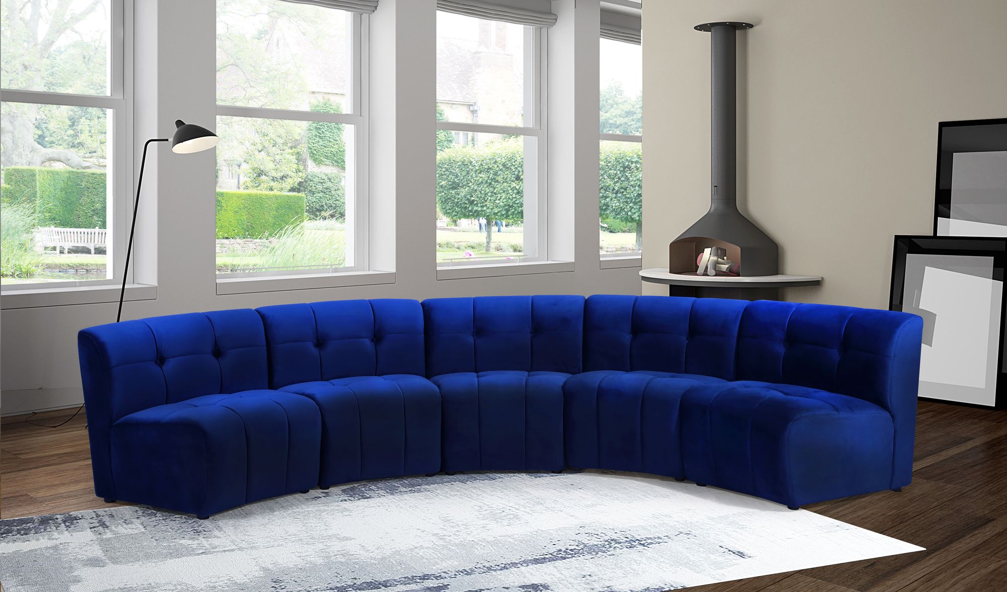 Limitless 145" 5-Piece Modular Velvet Sectional