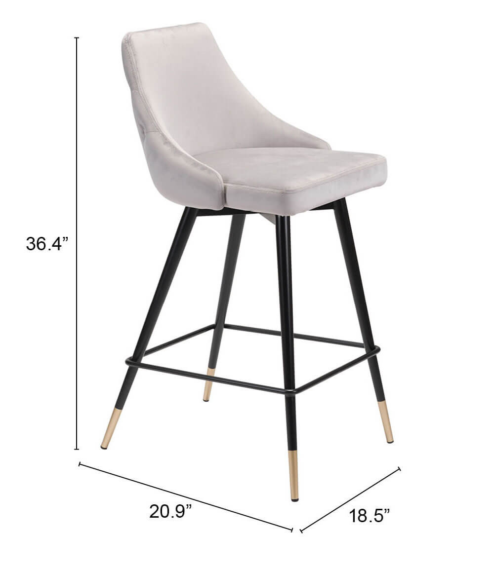 Piccolo Counter Chair, Gray by Zuo Modern