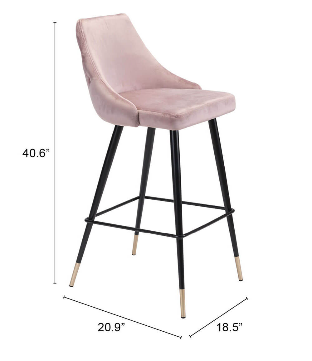Piccolo Bar Chair, Pink by Zuo Modern