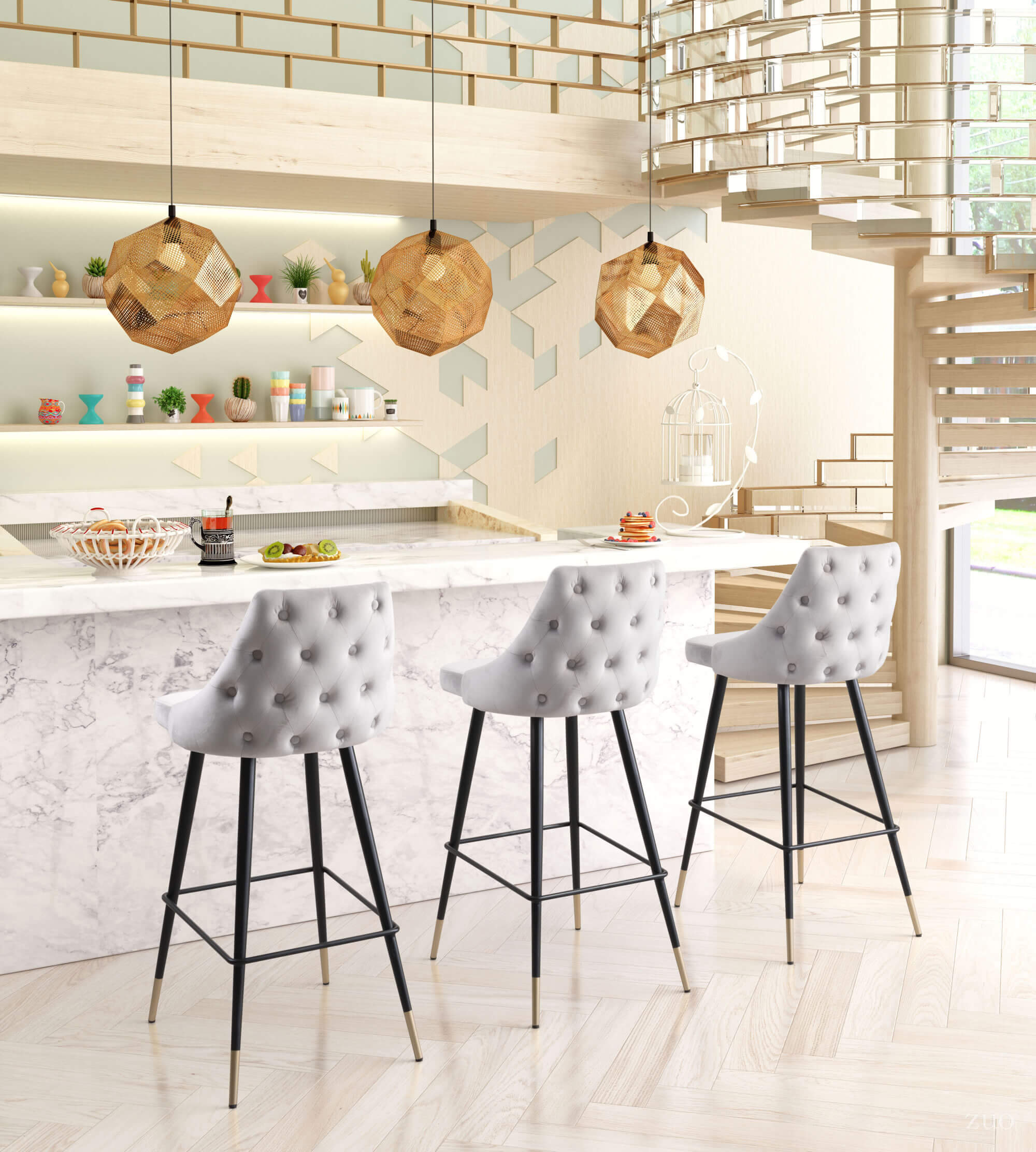 Piccolo Tufted Velvet Bar Chair