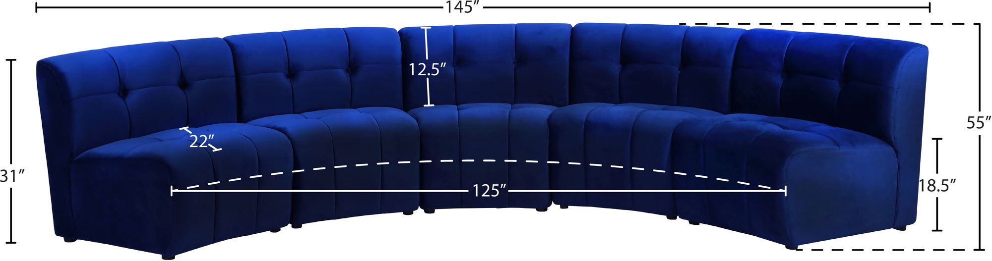 Limitless 145" 5-Piece Modular Velvet Sectional